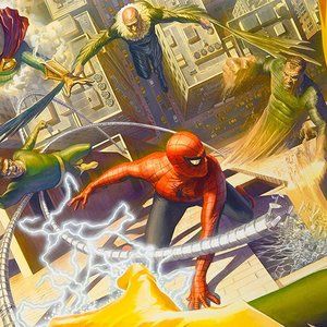 Alex Ross Spider--man vs The Sinister Six silk canvas Fabric Poster (36" x 24")